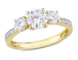 1.30 Carat (ctw) Lab-Created Three-Stone Moissanite Engagement Ring in 10K Yellow Gold
